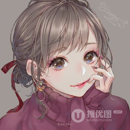美丽，时尚，高冷，青春，酷酷的的动漫女生人物插画头像图片