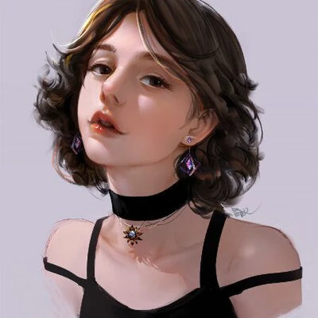 厚涂绘画，气质，优雅，气质的女生人物厚涂插画绘画动漫头像图片