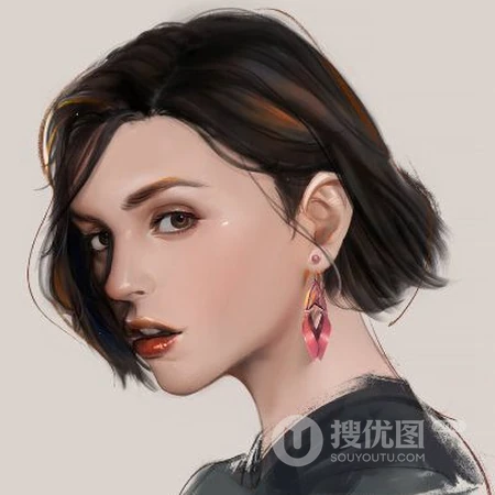 厚涂绘画，气质，优雅，气质的女生人物厚涂插画绘画动漫头像图片