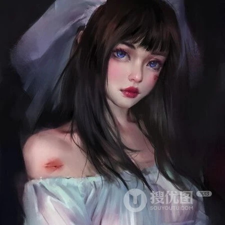 厚涂绘画，气质，优雅，气质的女生人物厚涂插画绘画动漫头像图片