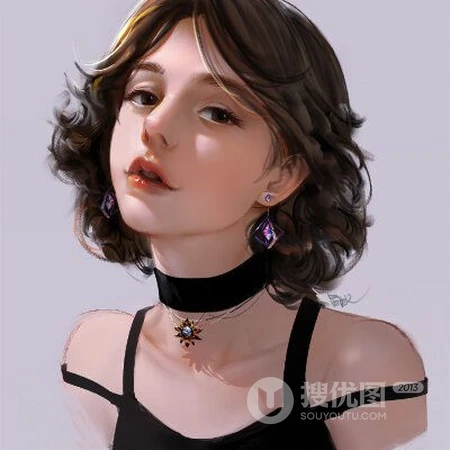 厚涂绘画，气质，优雅，气质的女生人物厚涂插画绘画动漫头像图片