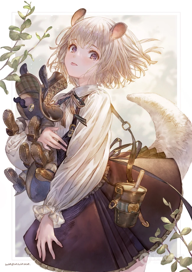 可爱尾巴悄悄探出来，二次元可爱带尾巴的动漫少女少女高清插画图片集