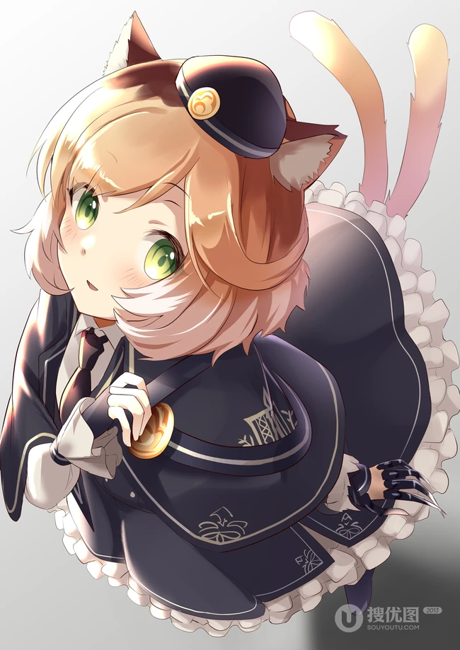 可爱尾巴悄悄探出来，二次元可爱带尾巴的动漫少女少女高清插画图片集