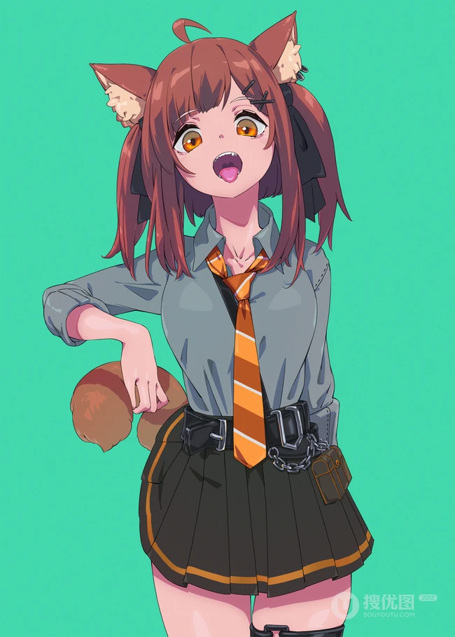 可爱尾巴悄悄探出来，二次元可爱带尾巴的动漫少女少女高清插画图片集