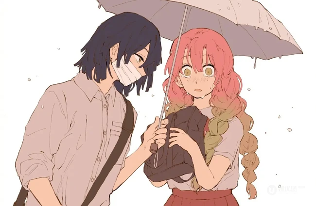 治愈系，懵懂，略带青涩的青年男女 情侣 爱情浪漫甜蜜插画图片