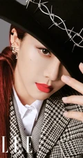 THE9女生成员喻言气质短款装背心背带裤穿搭登杂志写真美照