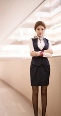 清秀可人苗条女生梦梵空乘制服装深袜袜穿着酒店前后忙碌高清写真套图