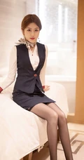 清秀可人苗条女生梦梵空乘制服装深袜袜穿着酒店前后忙碌高清写真套图