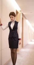 清秀可人苗条女生梦梵空乘制服装深袜袜穿着酒店前后忙碌高清写真套图