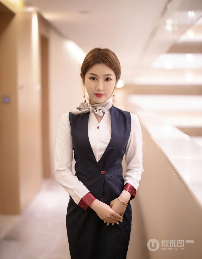 清秀可人苗条女生梦梵空乘制服装深袜袜穿着酒店前后忙碌高清写真套图