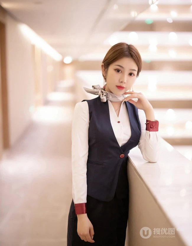 清秀可人苗条女生梦梵空乘制服装深袜袜穿着酒店前后忙碌高清写真套图