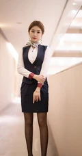 清秀可人苗条女生梦梵空乘制服装深袜袜穿着酒店前后忙碌高清写真套图