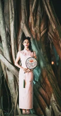 白鹿古韵旗袍装穿搭户外复古风写真美照
