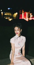 白鹿古韵旗袍装穿搭户外复古风写真美照