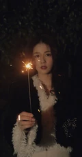 白鹿手拿小烟花夜晚户外燃放烟花浪漫可人写真美照
