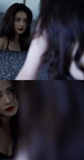 白鹿休闲黑色T恤搭配牛仔裤随性惬意写真美照