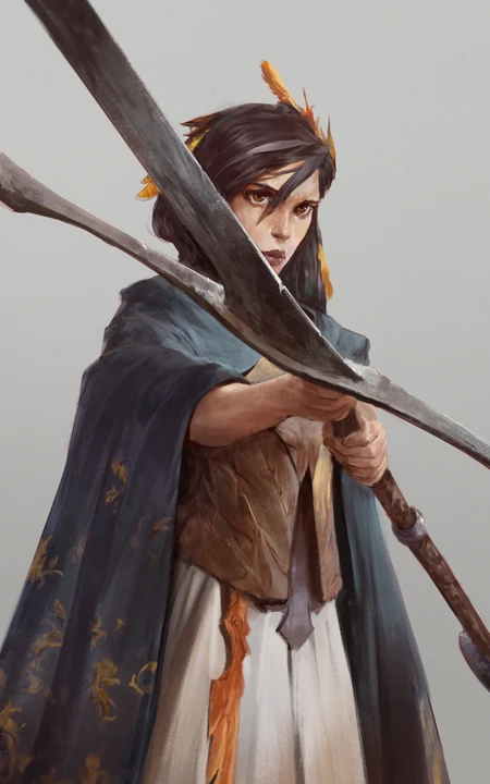 手持大宝剑的古欧美女性动漫人物原型插画高清手机壁纸