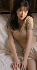 颜值高，身材棒，精选纤细线条线条感少女休闲T恤衫短裤居家可爱甜美写真照