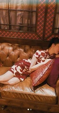 邱淑贞女儿沈月晒旗袍装穿搭复古写真，气质端庄典雅，身材动人