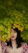 李菲儿气质动人印花连衣裙森系写真，尽显白皙肌肤线条和温柔气质