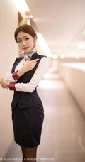 好美的空乘小姐姐，高颜值气质女生梦梵空姐制服装蕾袜装尽显婀娜身段写真图集
