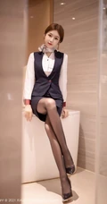 好美的空乘小姐姐，高颜值气质女生梦梵空姐制服装蕾袜装尽显婀娜身段写真图集