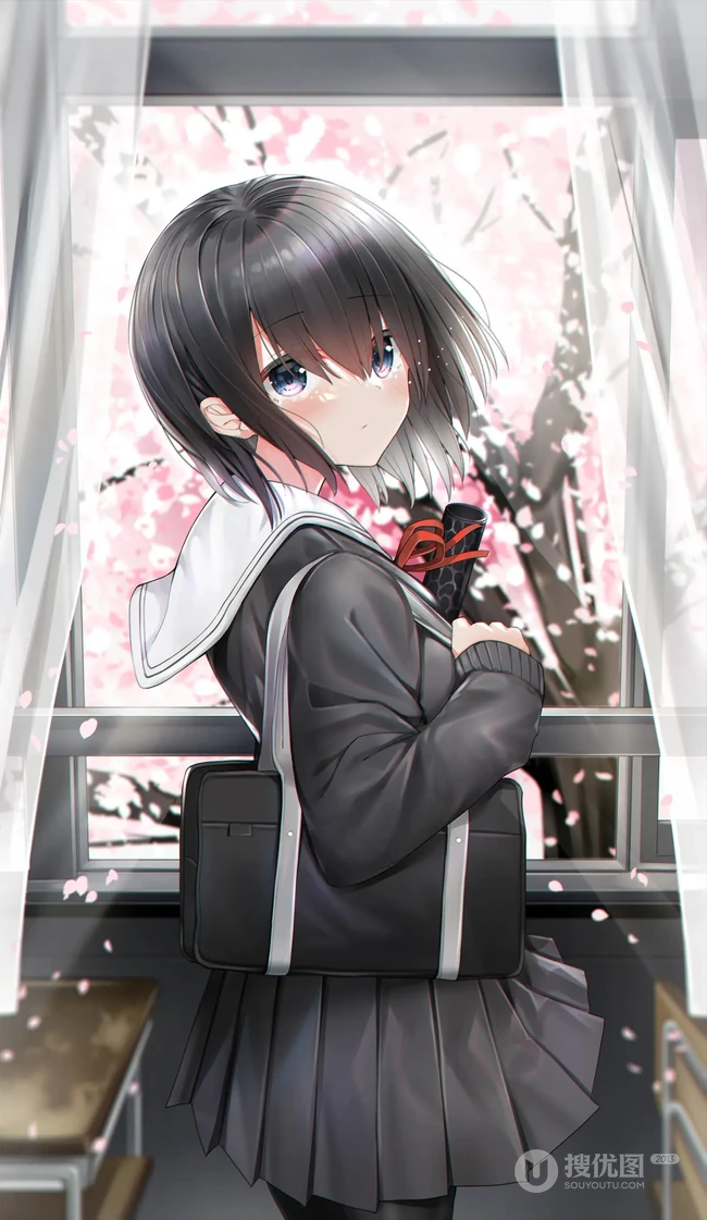 可爱双马尾动漫女生插画图片