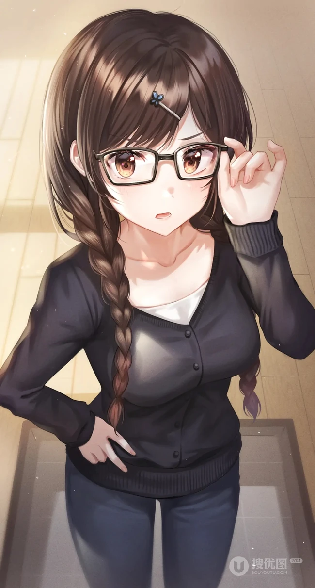 别有一番滋味在心头，戴眼镜的二次元动漫少女高清壁纸图片