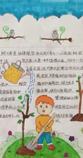 植树节手抄报，小学生纯手写设计绘画的植树节手抄报作品图片欣赏