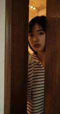 湖南籍少女演员沈月斑马纹T恤衫休闲居家写真图片