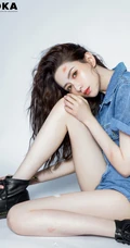 气质时尚女生王秋紫受伤妆搭配紧身牛仔套装短裤显匀称身形线条感写真图集