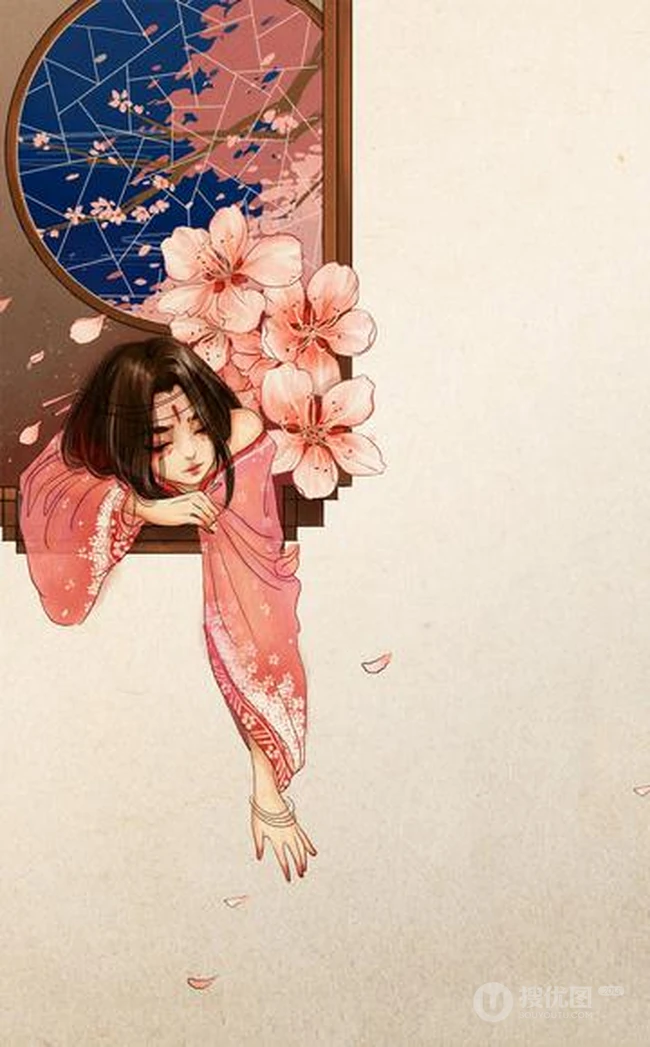 美人 桃花 相映红 唯美古风主题图片 第1张