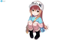 元气满满的二次元动漫少女血小板多种可爱呆萌姿态表情高清壁纸图片