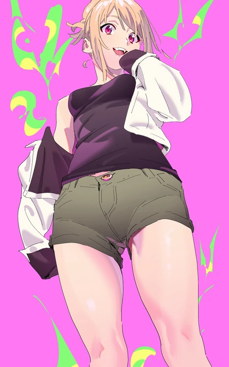 俯看着你的动漫短裤美腿美女高清手机壁纸图片