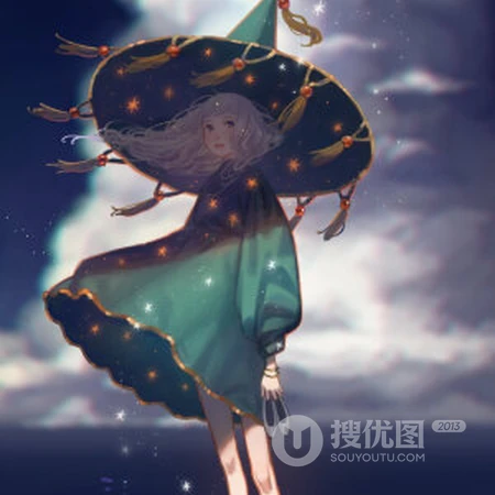 梦幻光影下的星光动漫少女唯美好看插画头像图片