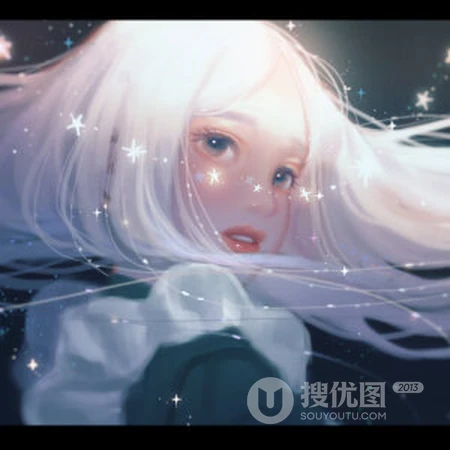 梦幻光影下的星光动漫少女唯美好看插画头像图片