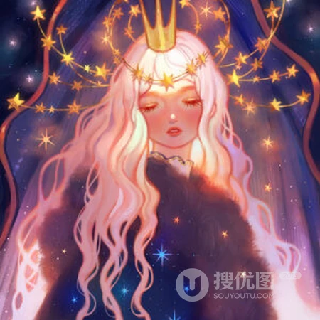 梦幻光影下的星光动漫少女唯美好看插画头像图片
