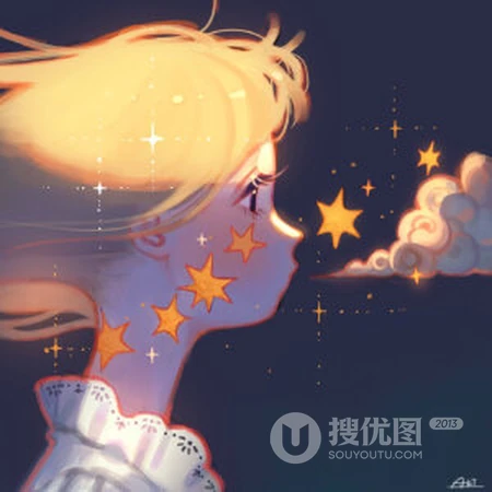 梦幻光影下的星光动漫少女唯美好看插画头像图片