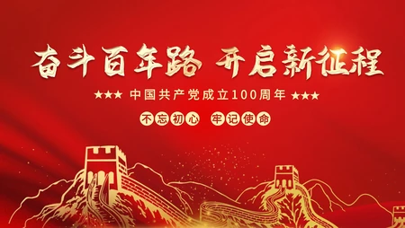 奋斗百年路，开启新征程，1921-2021建党百年高清节日文字壁纸图片