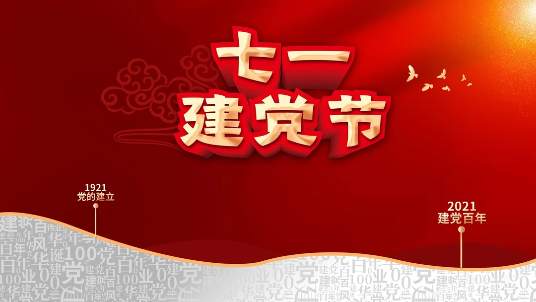 奋斗百年路，开启新征程，1921-2021建党百年高清节日文字壁纸图片