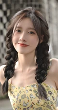 拥有甜美梨涡的高颜值清纯女生校花小姐姐蓝色牛仔裙街拍写真图片