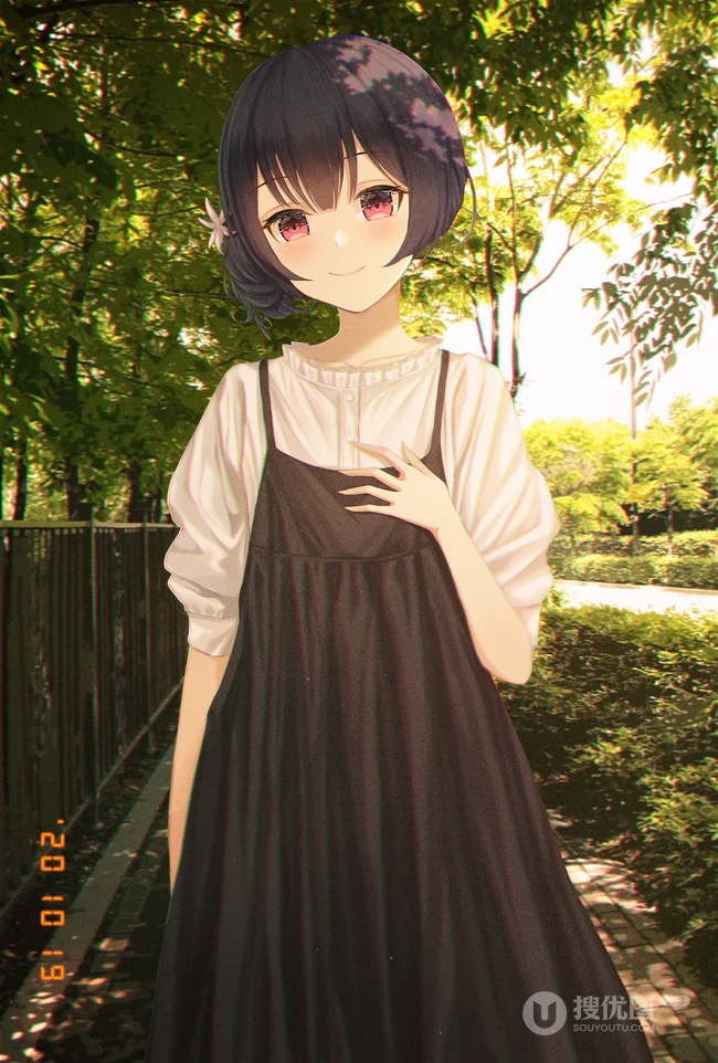 清爽又有气质的乖乖女短发，二次元可爱短发少女，学生妹精选插画图片集