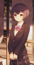 清爽又有气质的乖乖女短发，二次元可爱短发少女，学生妹精选插画图片集