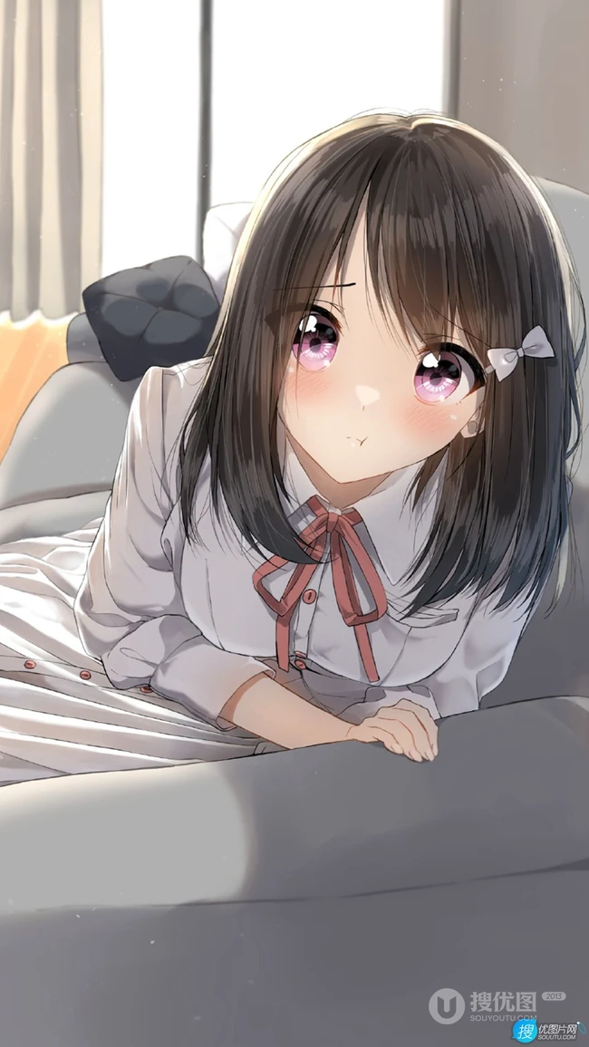 文静可爱的二次元动漫乖乖女，初中生，学生妹子高清手机壁纸图片