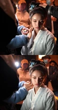 林允古装剧《梦华录》杀青，微博晒红衣琵琶造型唯美图片