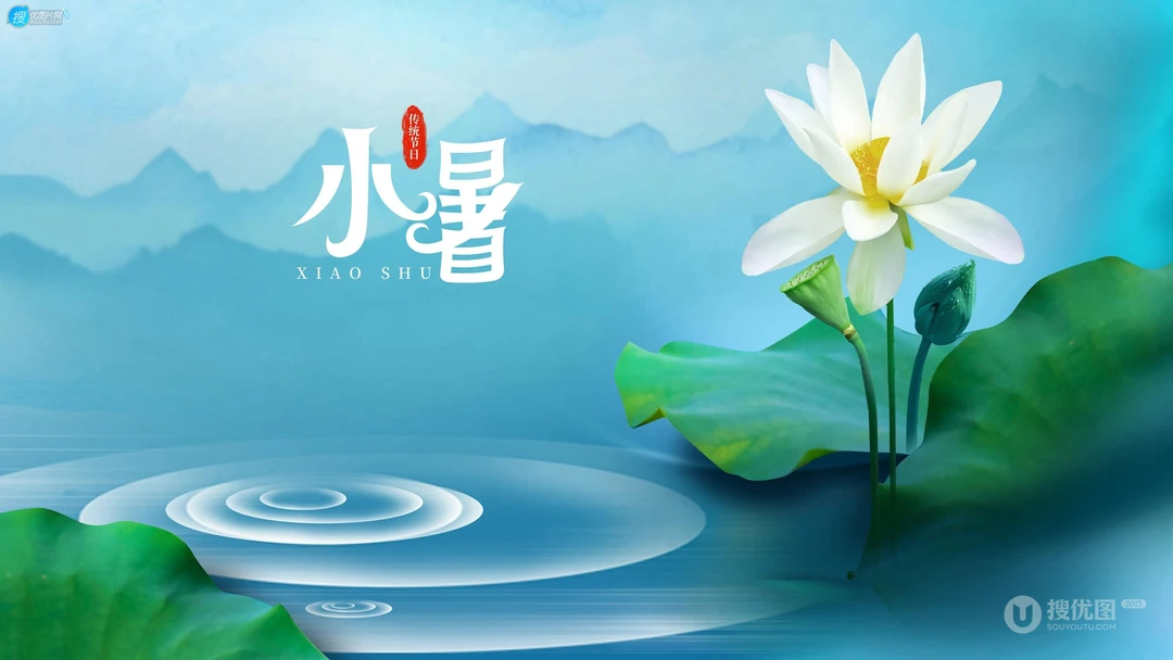 荷花开放的季节，以清新荷花为背景的唯美2021年小暑节气壁纸图片