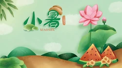 小暑，正是吃西瓜的好季节，以西瓜为背景图的2021年小暑节气壁纸图片