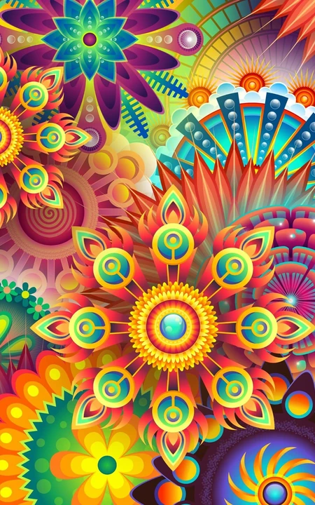 多彩抽象几何花卉装饰设计创意美图