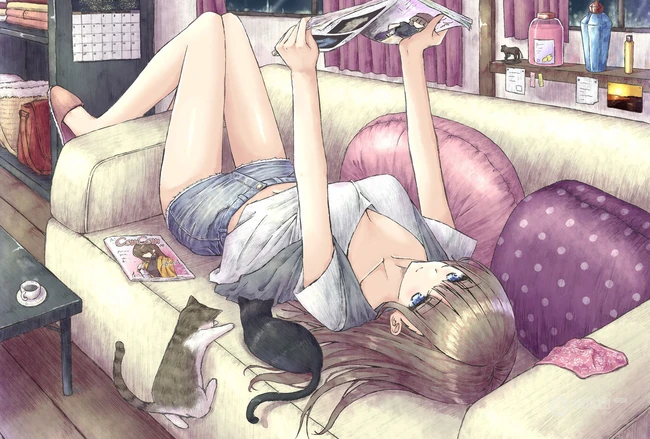 牛仔裤动漫女生，一个喜欢牛仔裤的日本画师插画作品欣赏