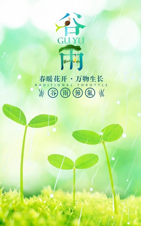 春暖花开，万物生长，雨中的嫩芽清新谷雨节气唯美手机壁纸图片